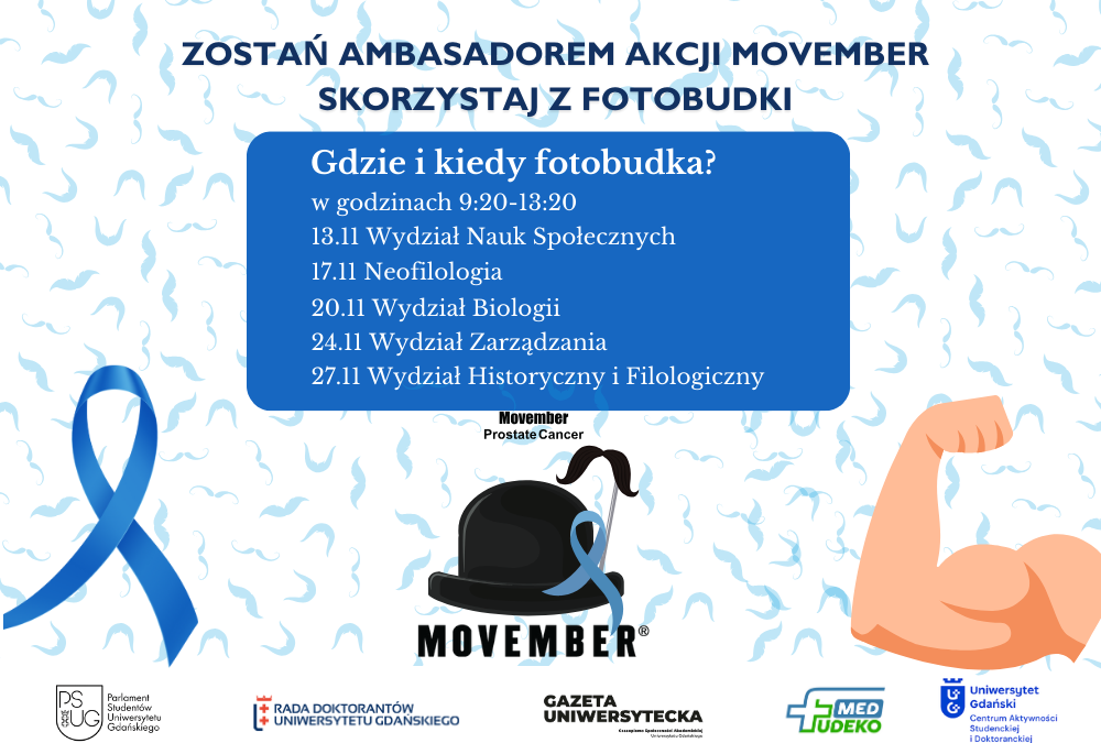 Zostańcie ambasadorami i ambasadorkami akcji Movember na Uniwersytecie Gdańskim